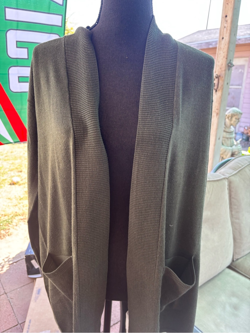 Olive Open-Front Women’s Cardigan sweater by Gloria Vanderbilt new